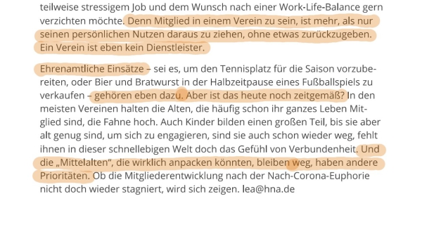 Mitgliederentwicklung in den Vereinen